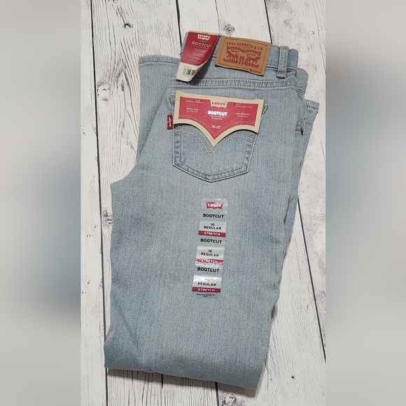 Levis Strauss Other - Girls Size 10 Levis Distressed Bootcut Light Wash Jeans With Adjustable Waist